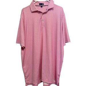 Stitch Golf Mens Pink Geometric Short Sleeve Polo Shirt XL Regular Fit Casual